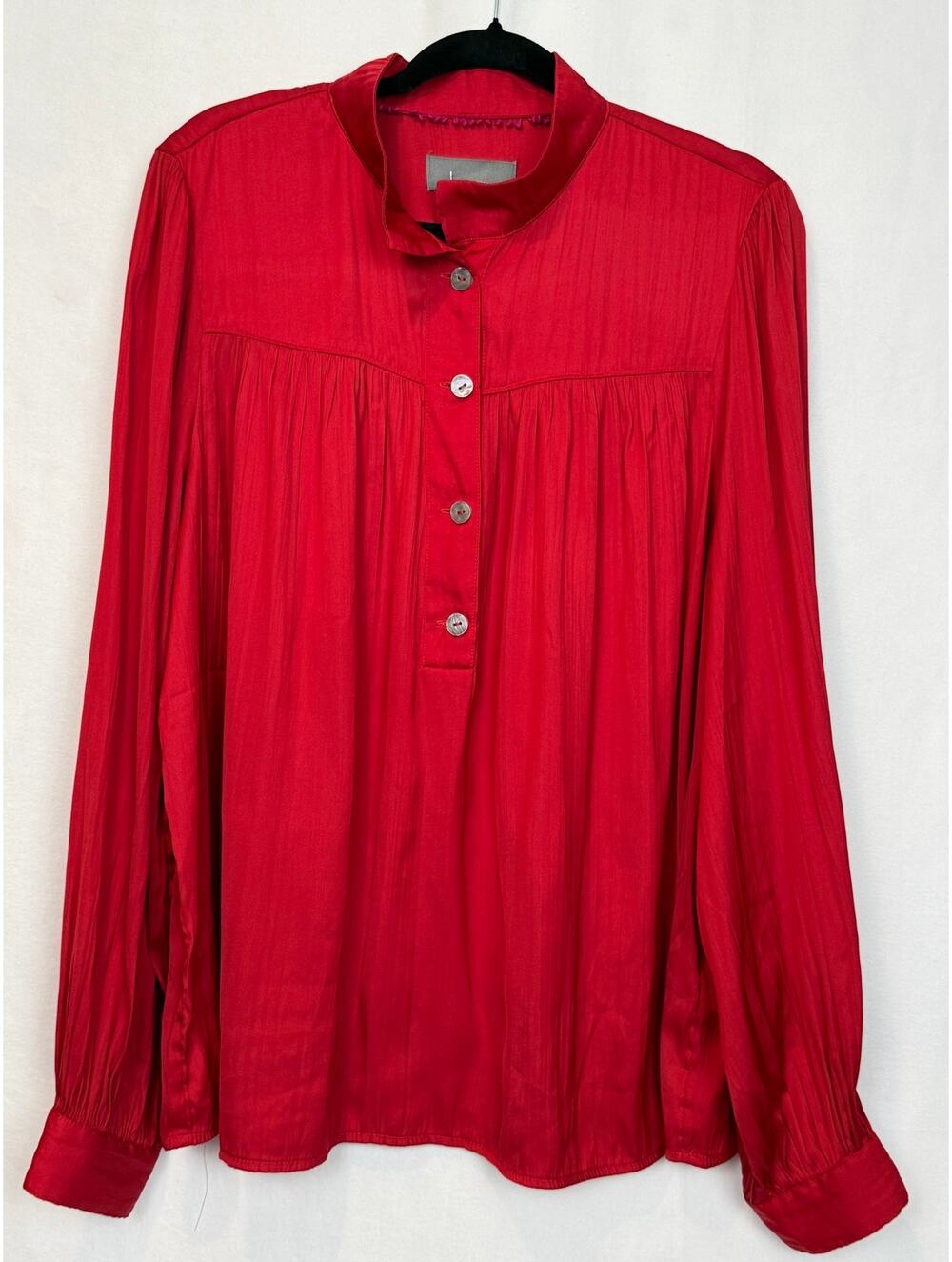 Anthropologie Womens Size XL Red Bishop Sleeve Blouse Romantic Academia Boho